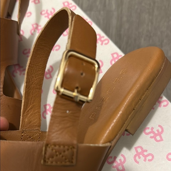 Gold and Brown Sandals with Chain Accent - Picture 3 of 5